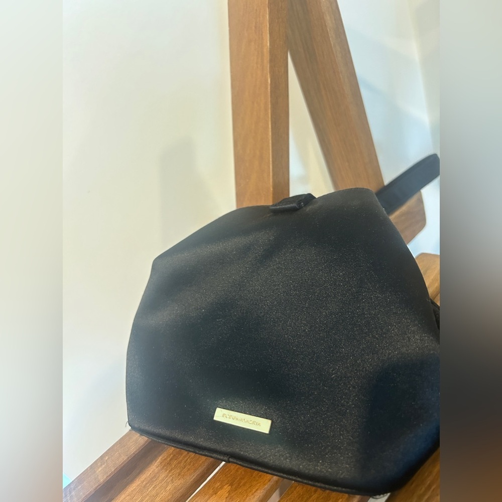 BCBG MaxAzria Black Satin Evening Purse - Picture 3 of 8